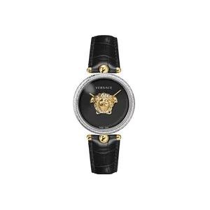 Versace Palazzo Zwart Leren Horloge , Black , Dames , Maat: ONE Size