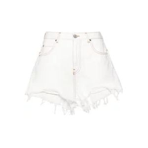 Pinko Denim Shorts Wit Frayed Hem , White , Dames , Maat: W28