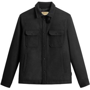 Woolrich Zwarte gerecyclede wollen blend donsjack , Black , Heren , Maat: XL