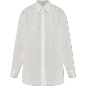 Studio Nicholson, Dames, Blouses & Shirts, Beige, Maat: 3XS Zijde,