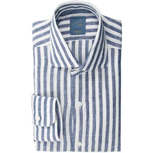 Barba, Heren, Overhemden, Blauw, Maat: 3XL Linnen,