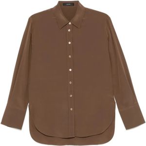 Joseph, Dames, Blouses & Shirts, Bruin, Maat: XS Zijde,