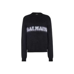 Balmain Zwarte Retro Sweaters , Black , Heren , Maat: L