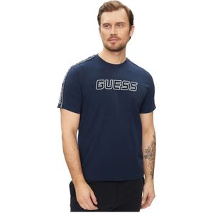 Guess - Arlo - Katoenen T-shirt - Blauw - Regular Fit Jersey
