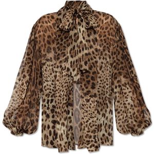 Dolce & Gabbana, Dames, Blouses & Shirts, Beige, Maat: 2XS Zijde,