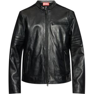 Diesel, Heren, Jassen, Zwart, Maat: 2XL Leer,
