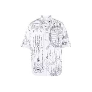 Dsquared2 Grafisch Bedrukt Katoenen Overhemd , White , Heren , Maat: S