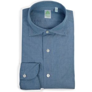 Finamore, Heren, Overhemden, Blauw, Maat: XL