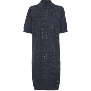 Brunello Cucinelli, Dames, Jurken, Blauw, Maat: L Wol,