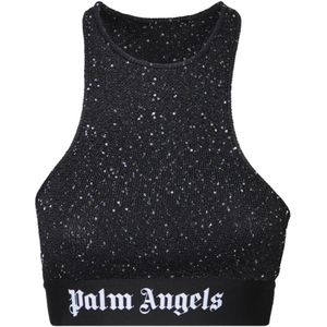 Palm Angels, Dames, Tops, Zwart, Maat: XS Viscose,