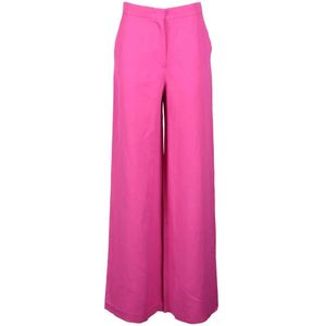Max Mara Studio, Dames, Broeken, Roze, Maat: L Linnen,