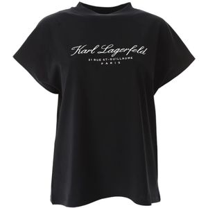 Karl Lagerfeld, Dames, Tops, Zwart, Maat: L Katoen,
