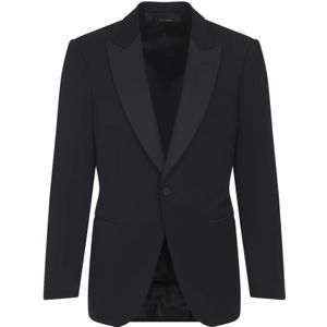 Tom Ford - Zwarte Wollen Jas Aw 25 - Blazer - Heren