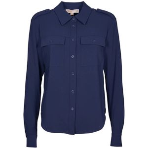 Michael Kors, Dames, Blouses & Shirts, Blauw, Maat: M Poliester,