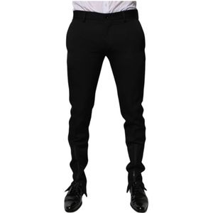 Dolce & Gabbana, Heren, Broeken, Zwart, Maat: M Wol,