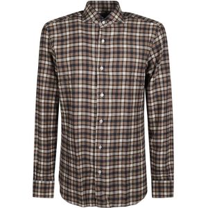 Barba Napoli, Heren, Overhemden, Bruin, Maat: XL