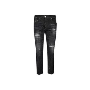 Dsquared2 Zwarte Slim Fit Jeans met Gescheurde Details , Black , Heren , Maat: W30