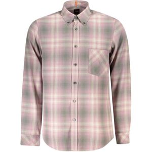 Hugo - Katoenen Overhemd - Roze - Lange Mouwen - Button-down Kraag