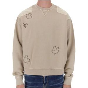 Dsquared2, Heren, Sweatshirts & Hoodies, Beige, Maat: L