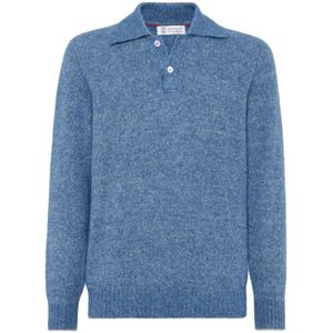 Brunello Cucinelli, Heren, Truien, Blauw, Maat: L Katoen,