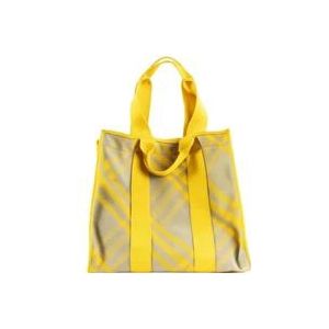 Burberry Gele Check Shopper XL Tote Tas , Yellow , Dames , Maat: ONE Size