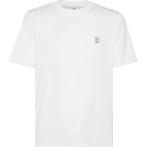Brunello Cucinelli, Heren, Tops, Wit, Maat: S Katoen,