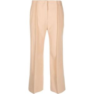 Jil Sander, Dames, Broeken, Beige, Maat: XS Wol,