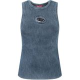 Diesel - Geribbelde Mouwloze Top - Blauw - Katoen