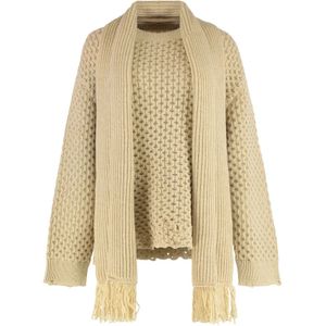 MM6 Maison Margiela, Dames, Truien, Beige, Maat: L Wol,