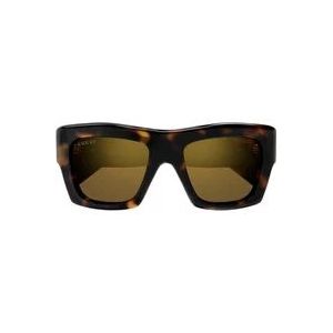 Gucci Vierkante zonnebril met gouden spiegelglazen , Brown , Dames , Maat: ONE Size