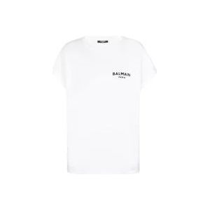 Balmain Flock T-shirt , White , Dames , Maat: 2XL