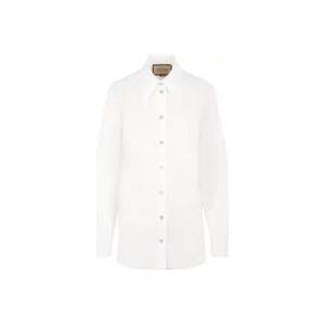 Gucci Geknoopte katoenen overhemd , White , Dames , Maat: XS