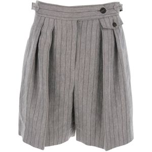 Brunello Cucinelli, Dames, Korte broeken, Grijs, Maat: S Linnen,