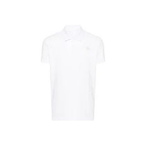 Moncler Wit Katoenen Poloshirt met Logopatch , White , Heren , Maat: L