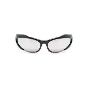 Balenciaga Zwarte/Zilveren Rechthoekige Zonnebril , Black , Dames , Maat: ONE Size