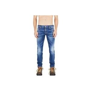 Dsquared2 Slim-Fit Navy Blauwe Broek , Blue , Heren , Maat: XL