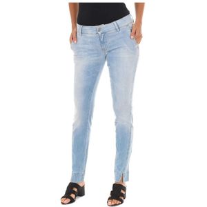 Jeans - Blauw - Lange Denim Broek - Versleten Effect - Smal Gesneden Zomen
