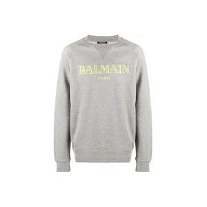 Balmain Oversized Logo Crewneck Sweatshirt , Gray , Heren , Maat: S