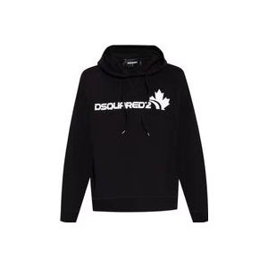 Dsquared2 Zwarte hoodie met verstelbaar trekkoord , Black , Heren , Maat: L