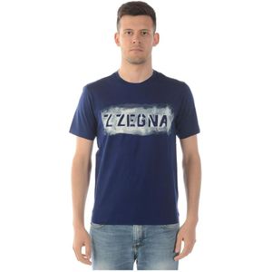 Zegna, Heren, Tops, Blauw, Maat: S Katoen,