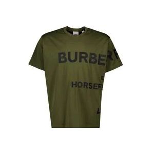 Burberry Heren Harlford T-shirt, Ronde Hals, Korte Mouwen , Green , Heren , Maat: XS