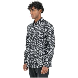 Versace Jeans Couture, Heren, Overhemden, Zwart, Maat: M