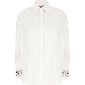 Max Mara Studio, Dames, Blouses & Shirts, Wit, Maat: XS Katoen,