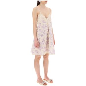 Zimmermann Kanten Bloemen Mini Linnen Jurk , Multicolor , Dames , Maat: S