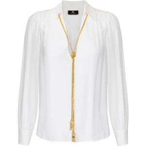 Elisabetta Franchi, Dames, Blouses & Shirts, Beige, Maat: S Poliester,