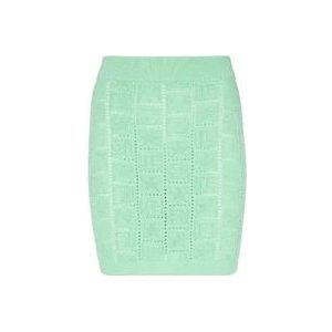 Balmain Openwork monogram gebreide rok , Green , Dames , Maat: 2XS