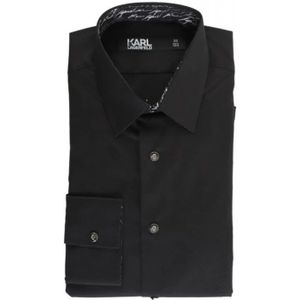 Karl Lagerfeld, Heren, Overhemden, Zwart, Maat: XL Katoen,
