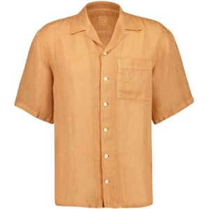 120% Lino, Heren, Overhemden, Oranje, Maat: 2XL Linnen,
