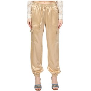 Guess, Dames, Broeken, Beige, Maat: XL Poliester,
