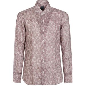 Barba Napoli, Heren, Overhemden, Bruin, Maat: XL Linnen,